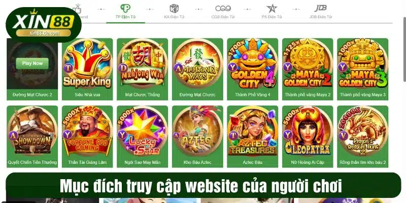 Mục đích truy cập website của người chơi